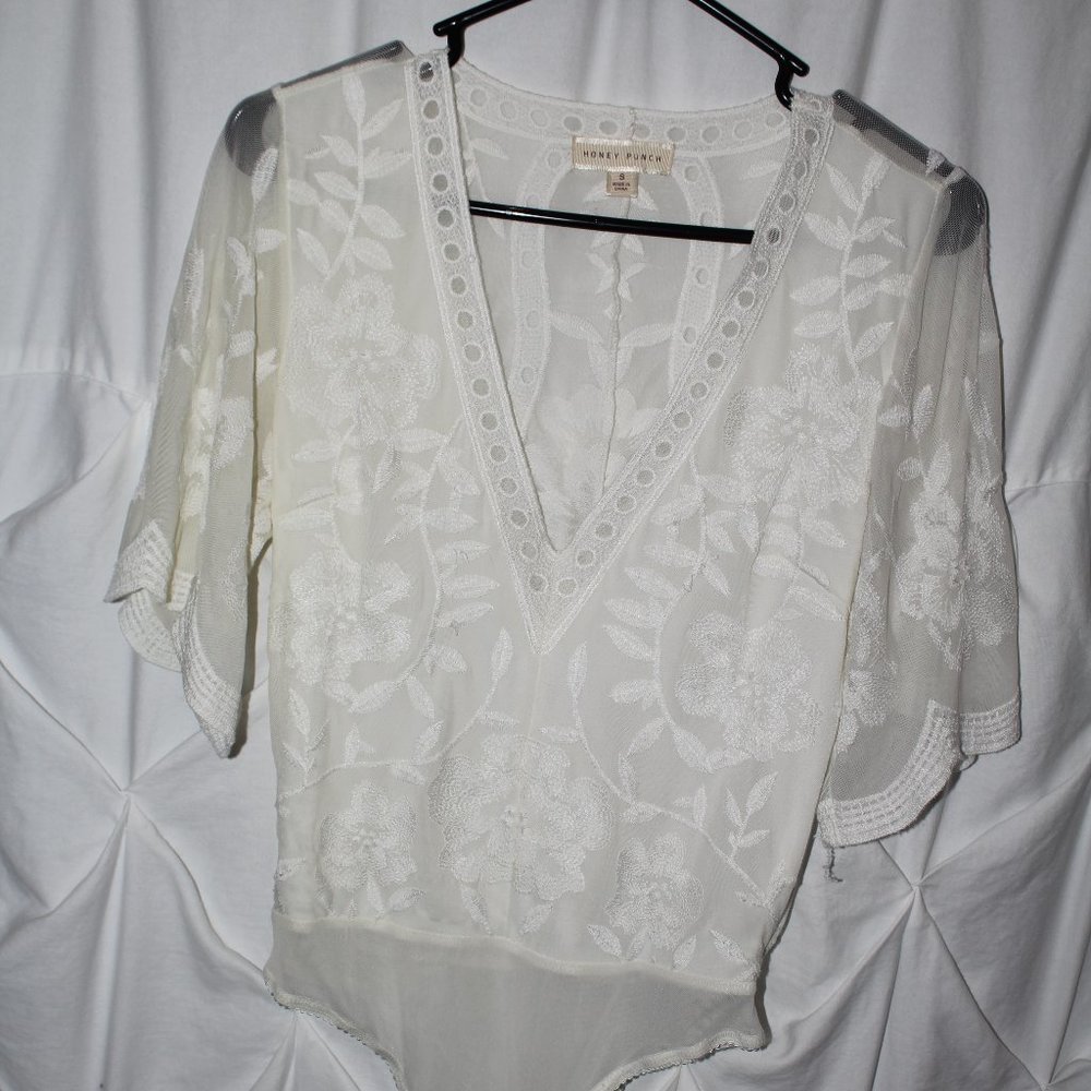 White Floral Bodysuit